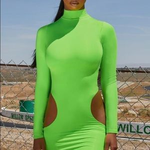 Oh Polly Neon Green Cutout Dress